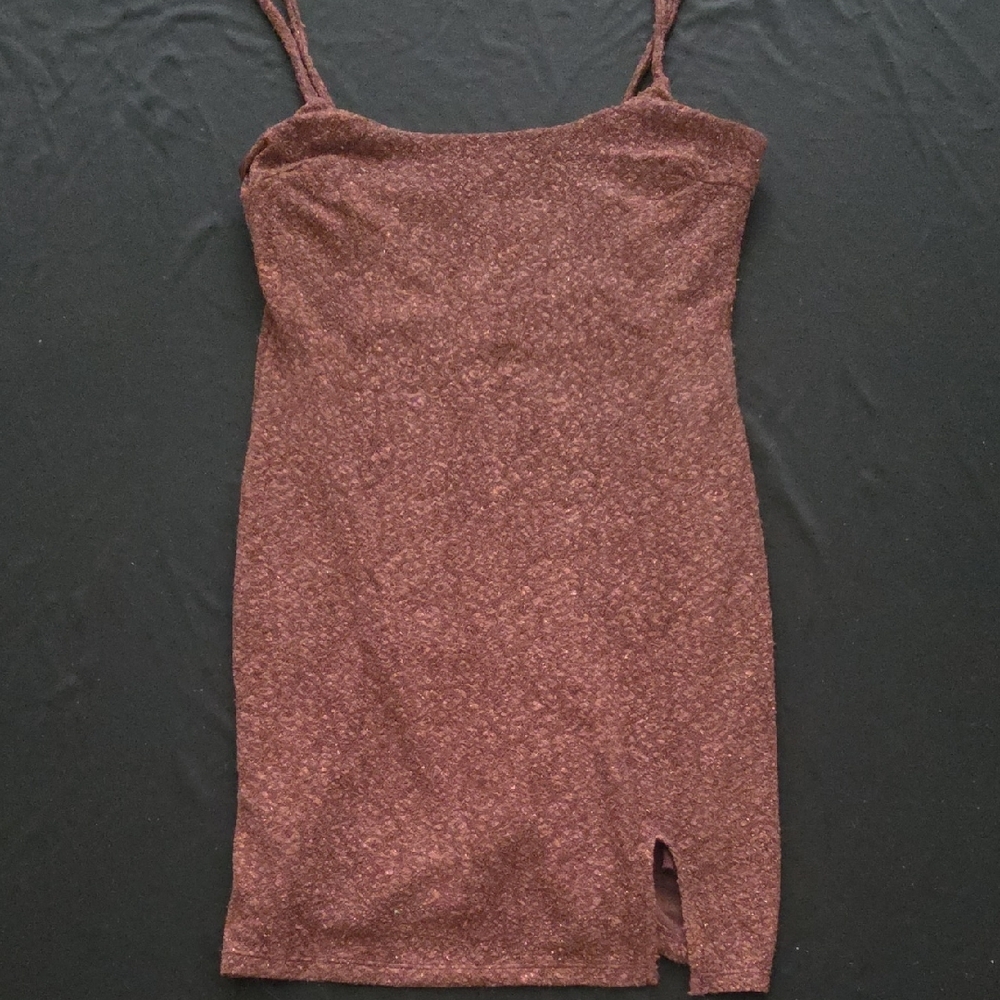 Crystal Doll Textured Brown Mini Dress